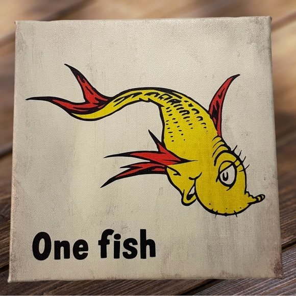 Dr Seuss Red Fish, Blue‎ Fish 4 Piece Canvas Stretched Wall Art - Picture 5 of 8